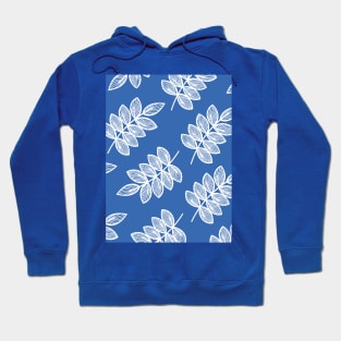 Contour of white petals on a blue background. Hoodie